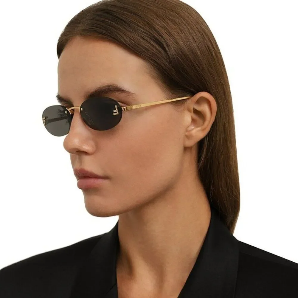 Fendi FIRST CRYSTAL Men Sunglasses Gold Oval Metal FE4075US 30A AUTHENTIC